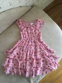 Плаття платячко рожеве квіти next нарядне платье 5-7 р