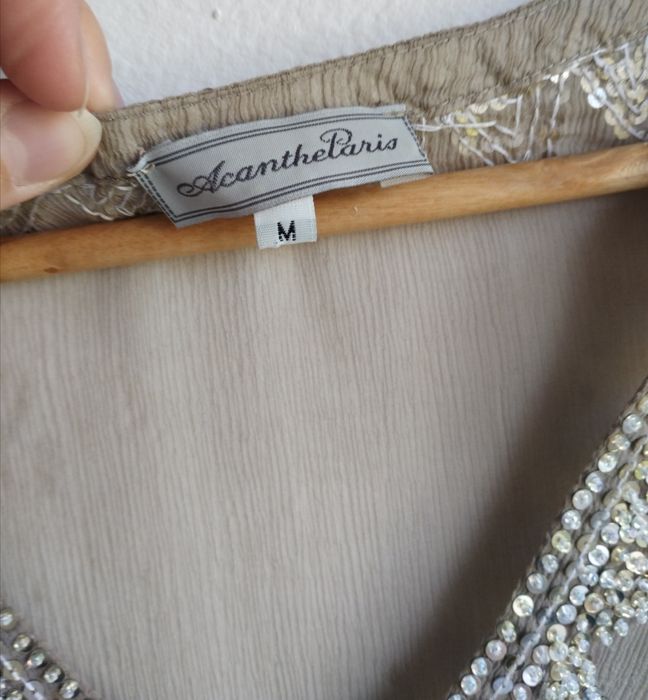 Długa bluzka narzutka na top bluzkę z jedwabiu 100% brązowa M/L luźna