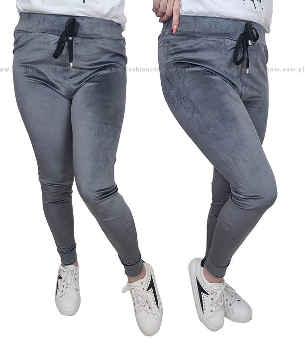 6 kolorów Spodnie damskie welur DRESY welurowe DRES TU SZARY L/XL