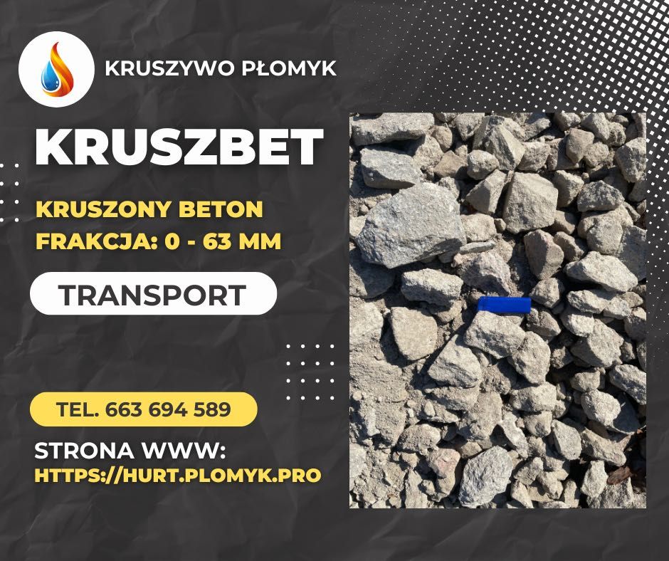 Kruszbet kruszony beton przekrusz podbudowa 0-63 mm