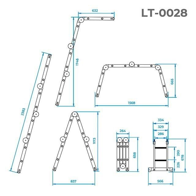 Лестница алюминиевая INTERTOOL LT-0028