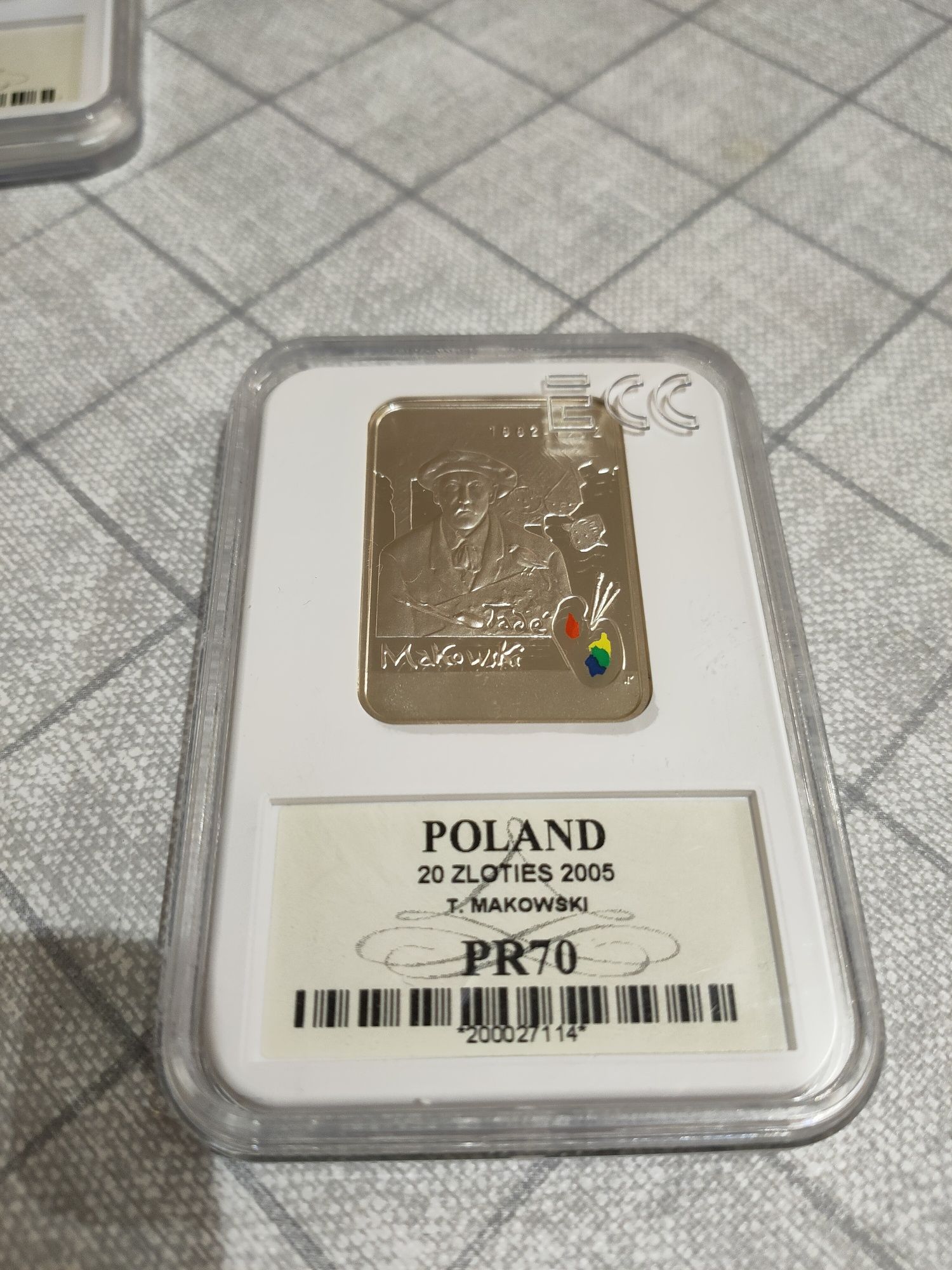 Moneta kolekcjonerska 20zł Tadeusz Makowski 3 sztuki grading PR70