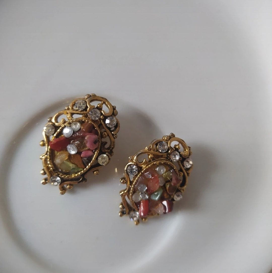 Klipsy glamour, PRL, vintage biżuteria kolczyki w stylu Bridgertonów