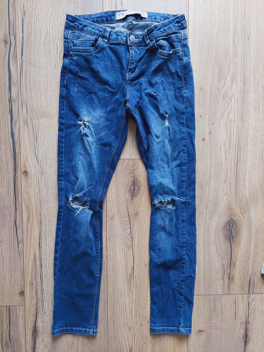 Niebieskie dżinsy z dziurami denim co  skinny 36