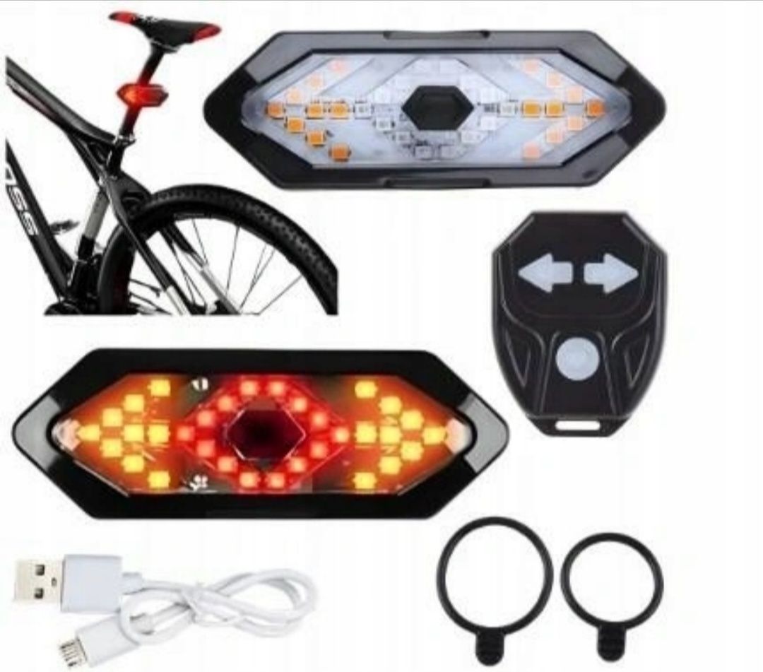 Kierunkowskazy LED rowerowe  + pilot bezprzewodowy + GRATIS