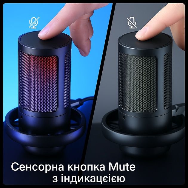 USB мікрофон студійний для пк, стрімів, RGB ЮСБ ME6S Чорний