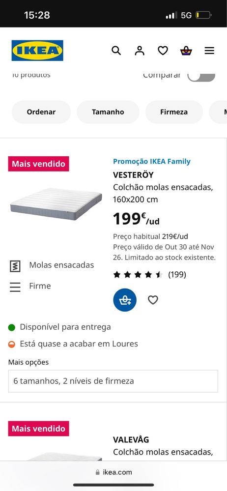 Cama ikea+colchão