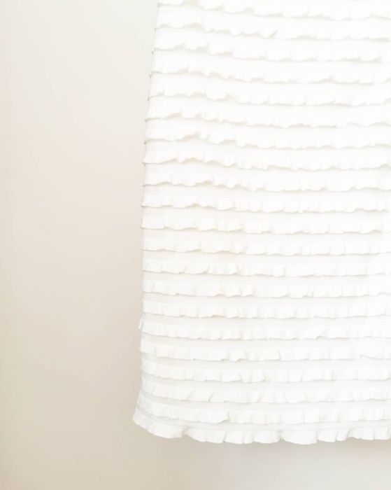H&M M 38 S 36 biała krótka sukienka bez ramiączek falbanki mini wesele