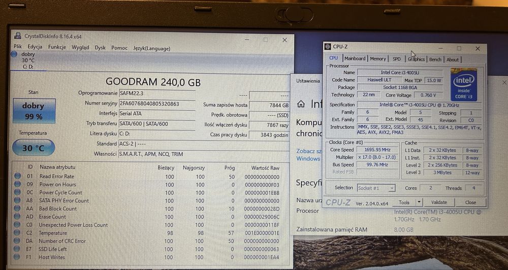 Laptop Acer Extensa 2510 windows 10 pro