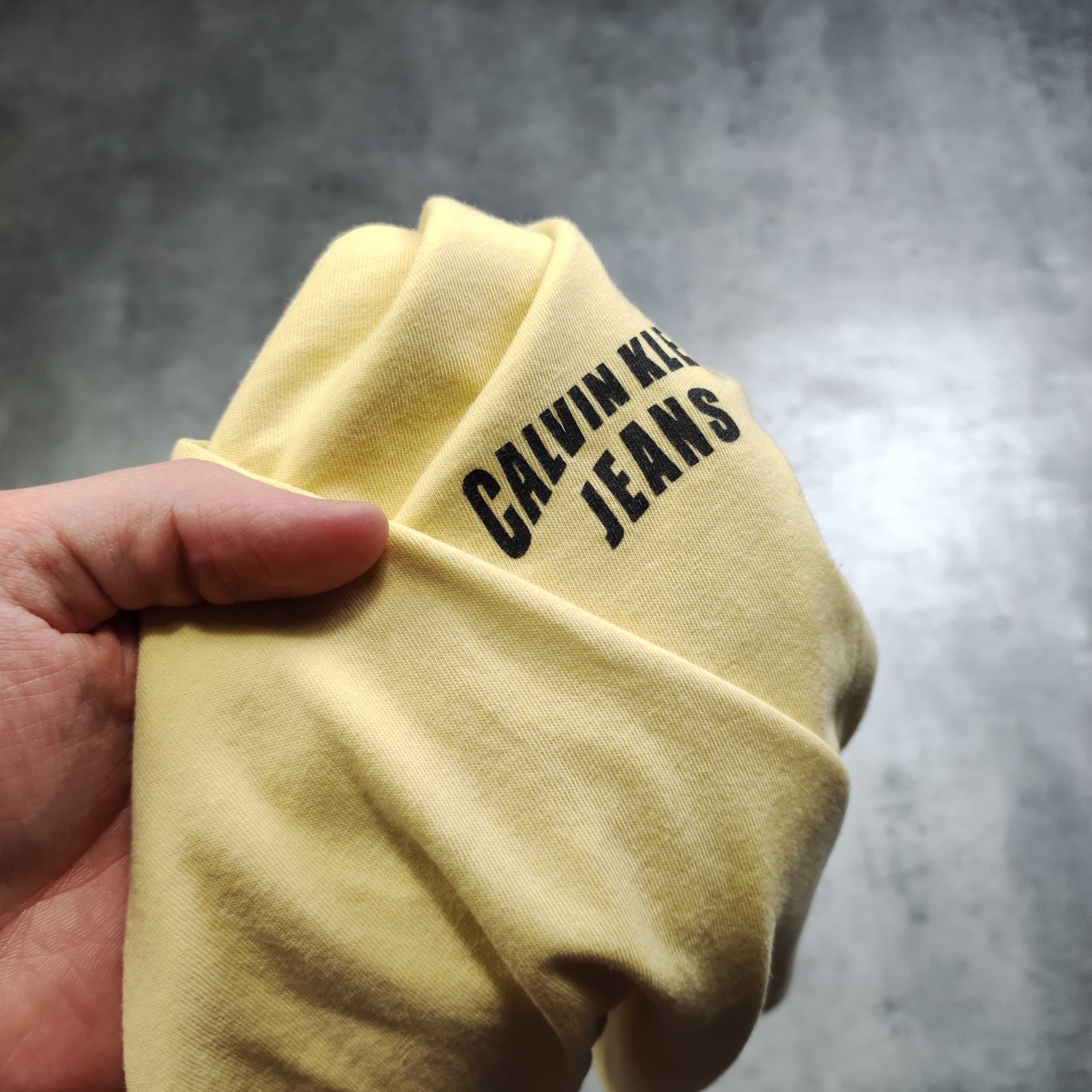 MĘSKA Koszulka Casual PREMIUM Żółta Letnia Lampas Logo Calvin Klein
