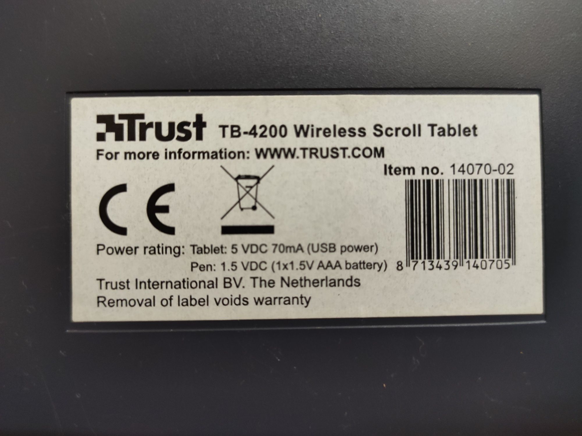 Trust TB-4200 Wireless Scroll Tablet Mesa digitalizadora