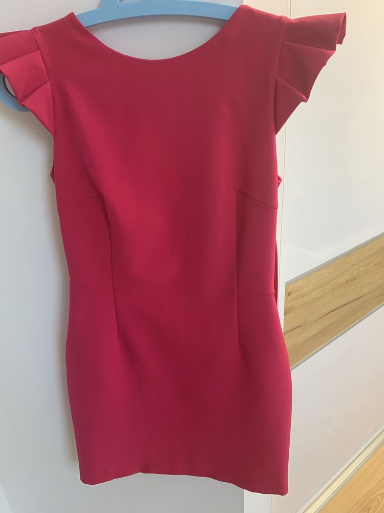 Sukienka Zara basic różowa M wiązana