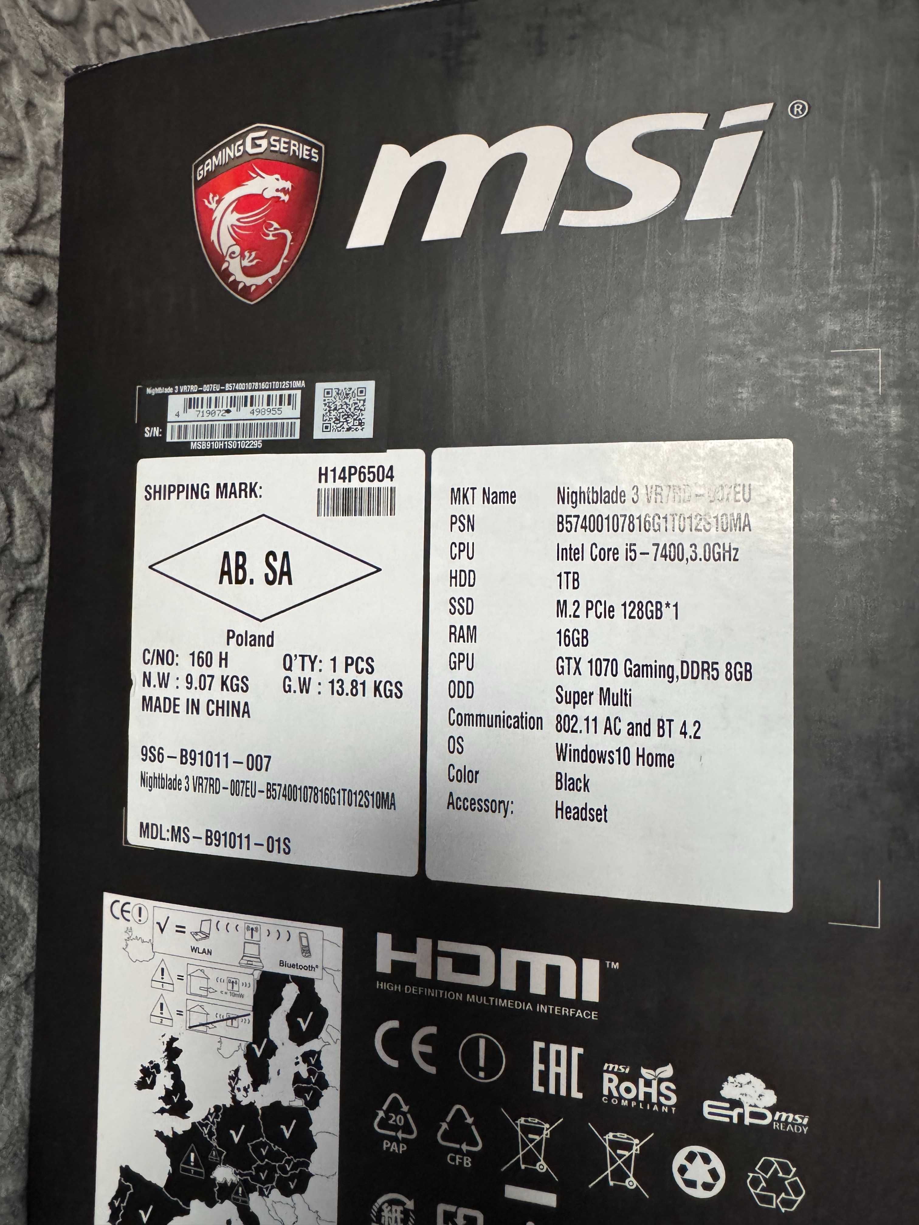 Komputer dla graczy MSI Nightblade 3