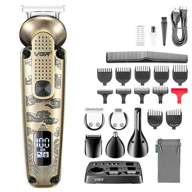 Набір для стрижки VGR 6 в 1 V-095, 16 насадок, LED дисплей