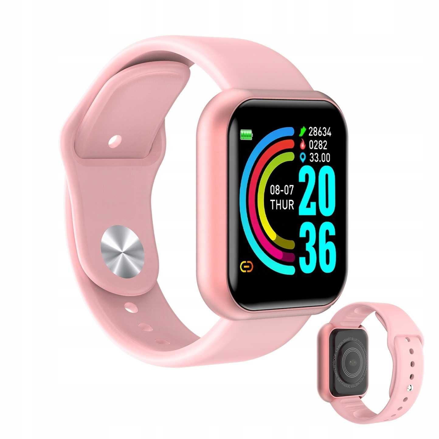 Smartwatch - inteligentna opaska, różowy smartwatch + DRUGI GRATIS!