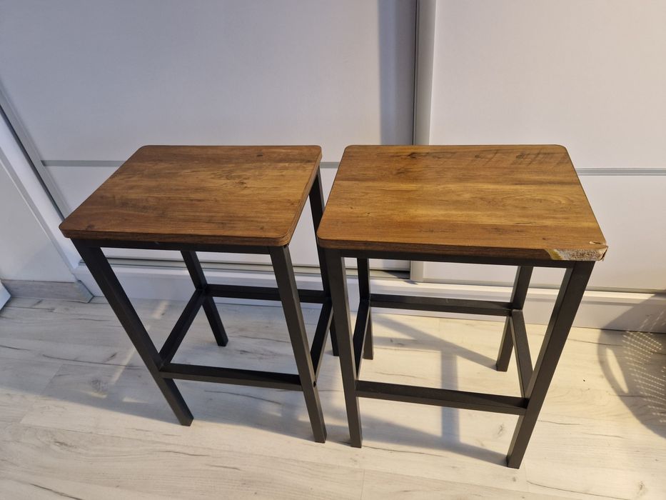 Hoker stołek barowy zestaw 2szt krzesło fotel loft rustykalny brąz