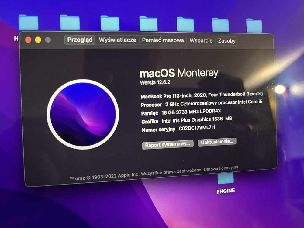 MacBook Pro 13 2020 (A2251) 4xThunderbolt 3, i5 10 generacji, 16Gb RAM