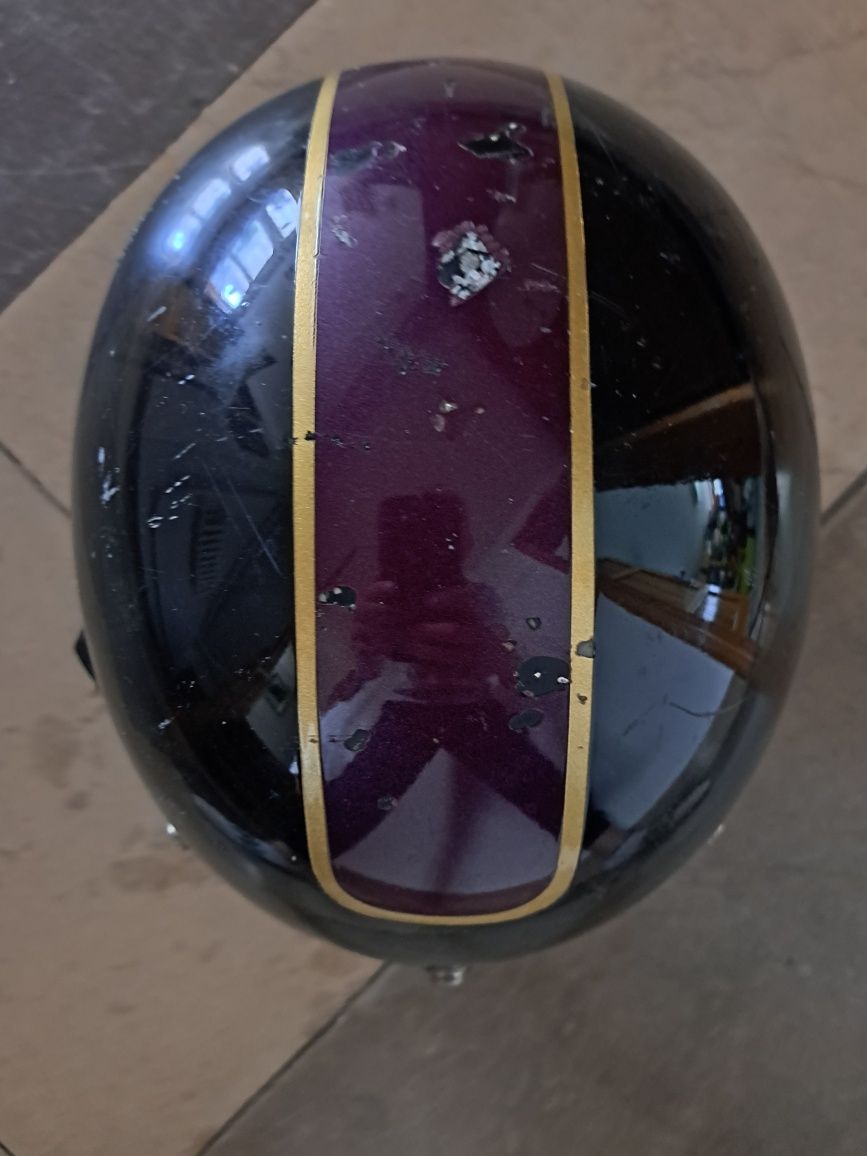 Kask motocyklowy orzeszek retro japoński Delacombaz skuzrany środek
