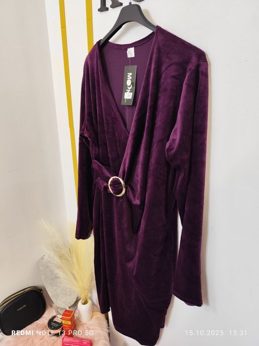 Synek ja , welur , nowa , śliwka , damska , plus size , 4xl ,