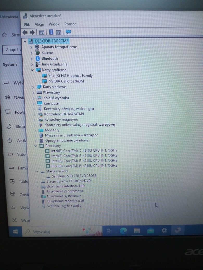 Acer aspire i5 SSD NVIDIA 940M 4 GB