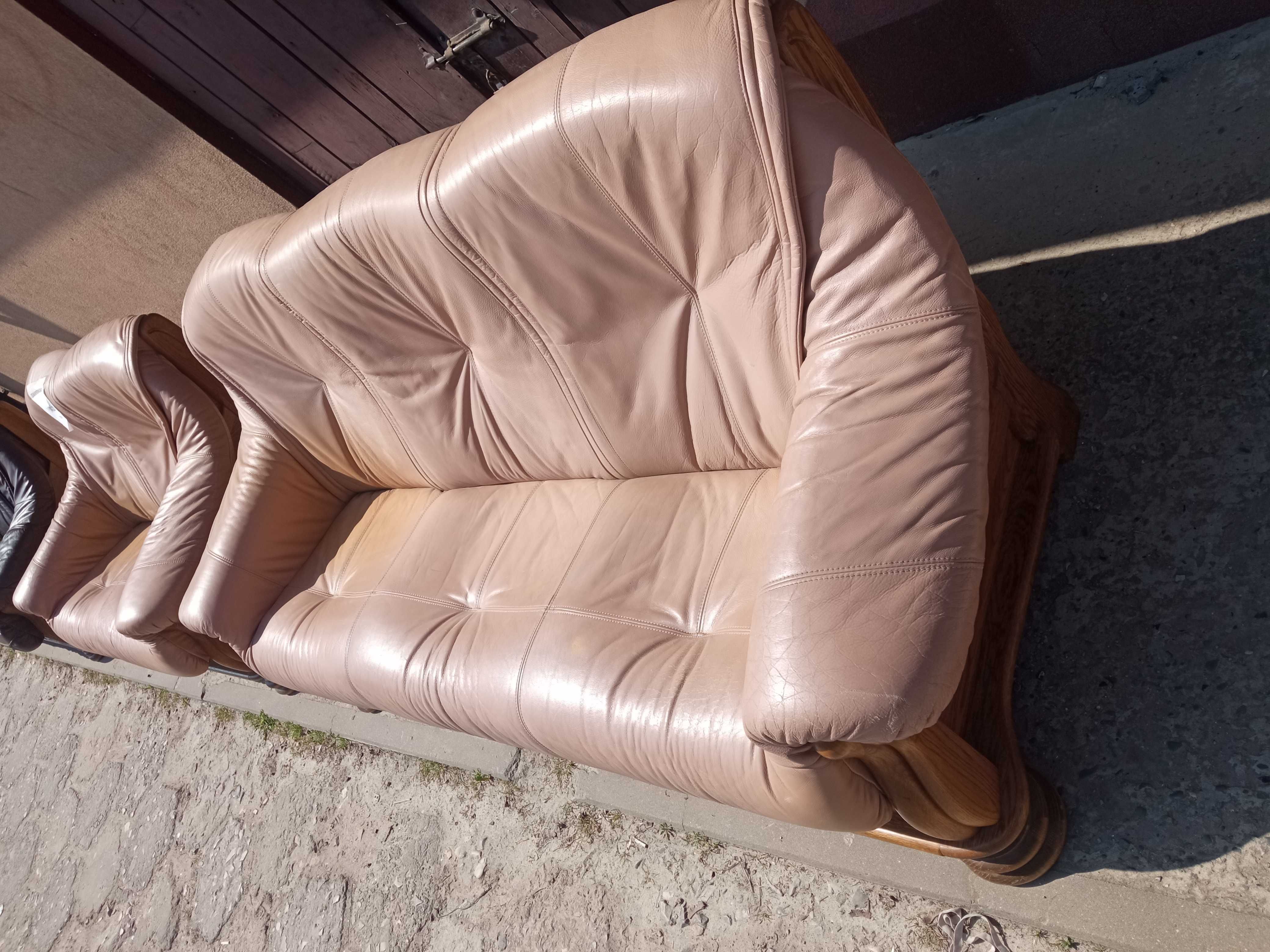 Wypoczynek z Niemiec 3+2 Sofa prawdziwa skóra DOWÓZ DO DOMU
