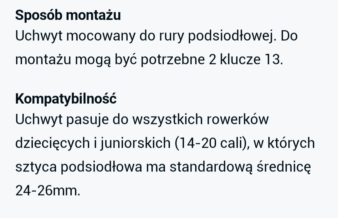 Kij pałąk prowadnik do roweru, do nauki jazdy na rowerze