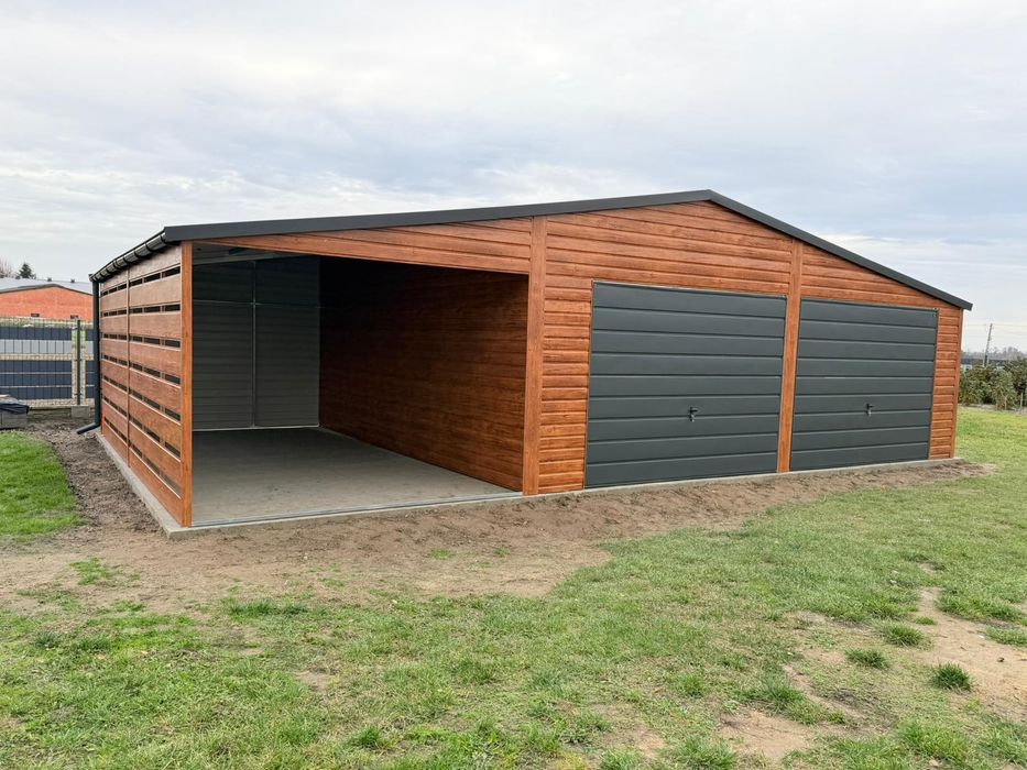 Garaz blaszak 10x6  Drewnopodobny złoty dąb