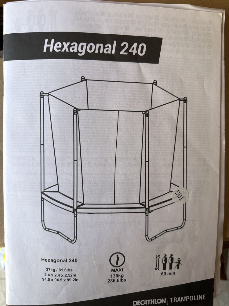 Trampolim hexagonal 240