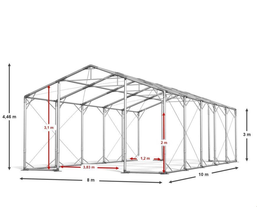 8x10x2m Hala przemysłowa magazynowa mocna całoroczna DAS
