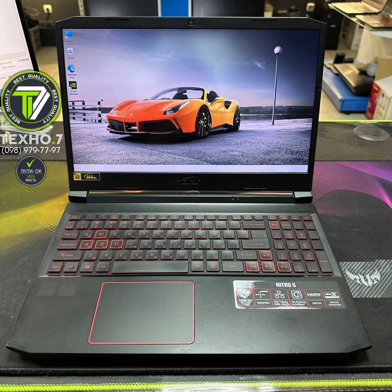 Acer Nitro/144Г/Intel i5-10300H 4.5G/DDR4 16/SSD 512/NVIDIA GTX1650 4G