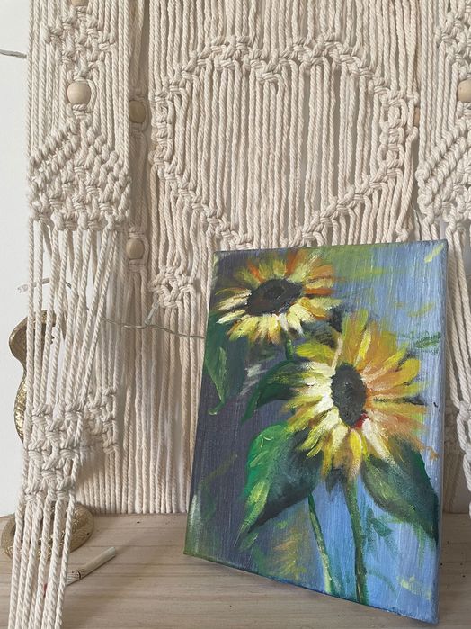 Obraz ręcznie malowany słoneczniki na płótnie 18x24cm