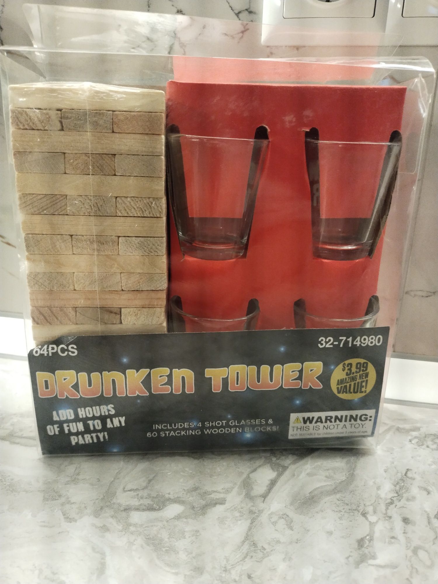 Игра Джанга пьяная башня Drunken Tower Jenga 60 блоков 4 стопки