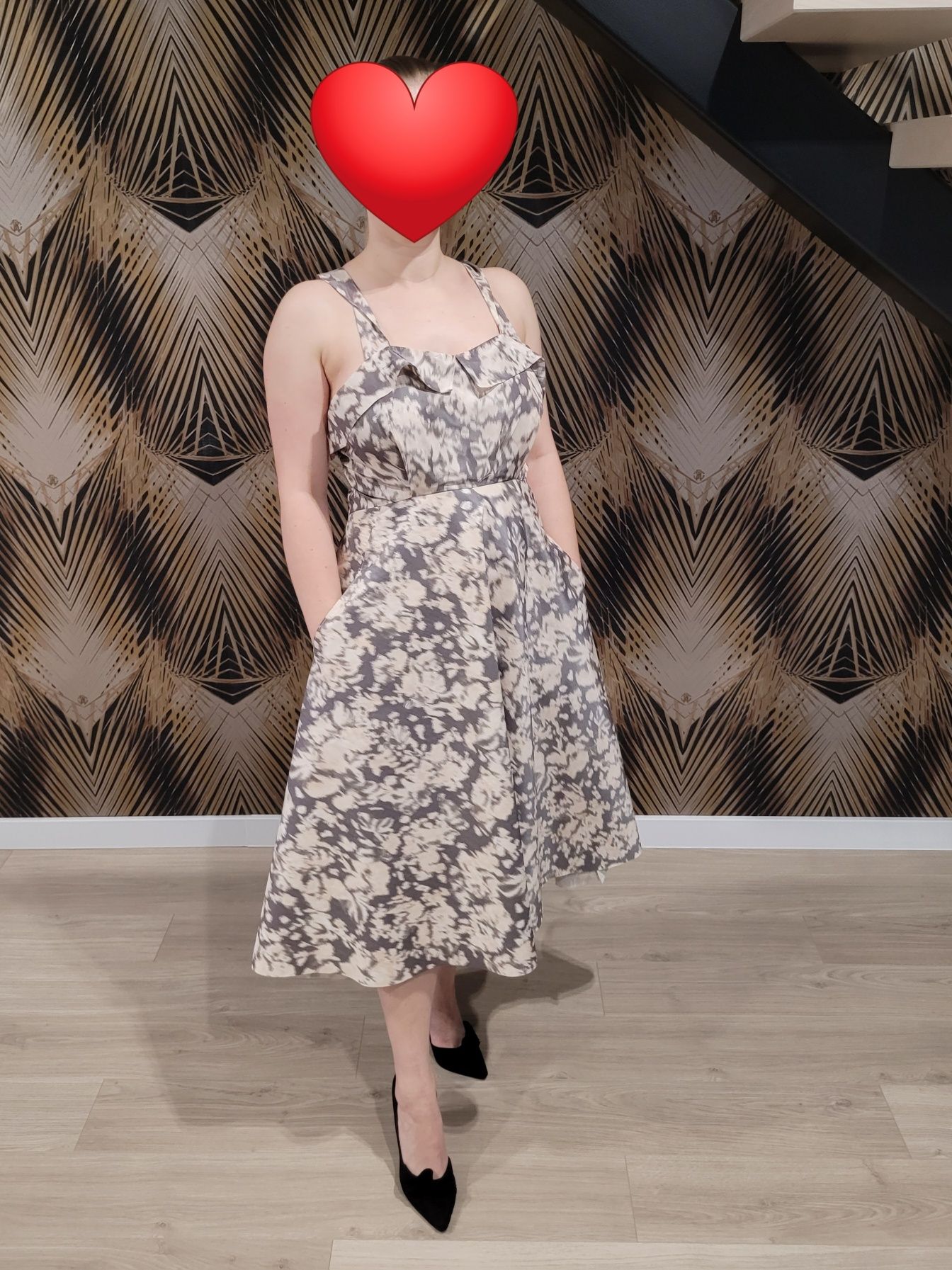 Zjawiskowa sukienka premium midi retro vintage rozkloszowana kokarda