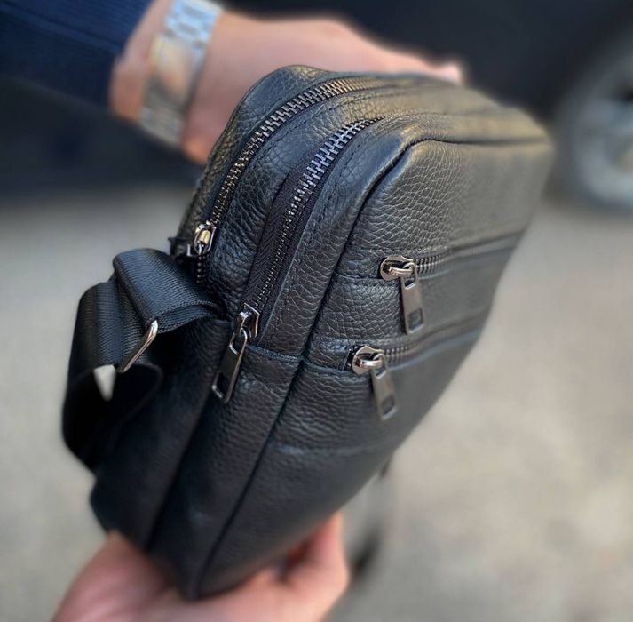 Качественная мужская сумка через плечо, барсетка из натуральной кожи.