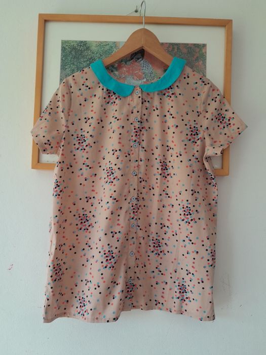Reserved bluzka koszula vintage shirt dots w groszki w kropki kolorowa