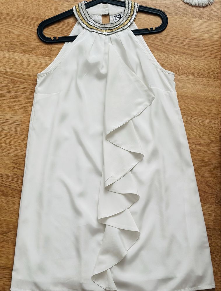 Vero Moda biała sukienka A z koralikami M