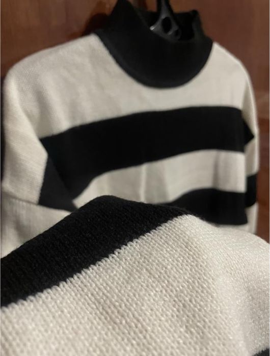 Кофта h&m divided в полоску, полосатий светр чорно-білий