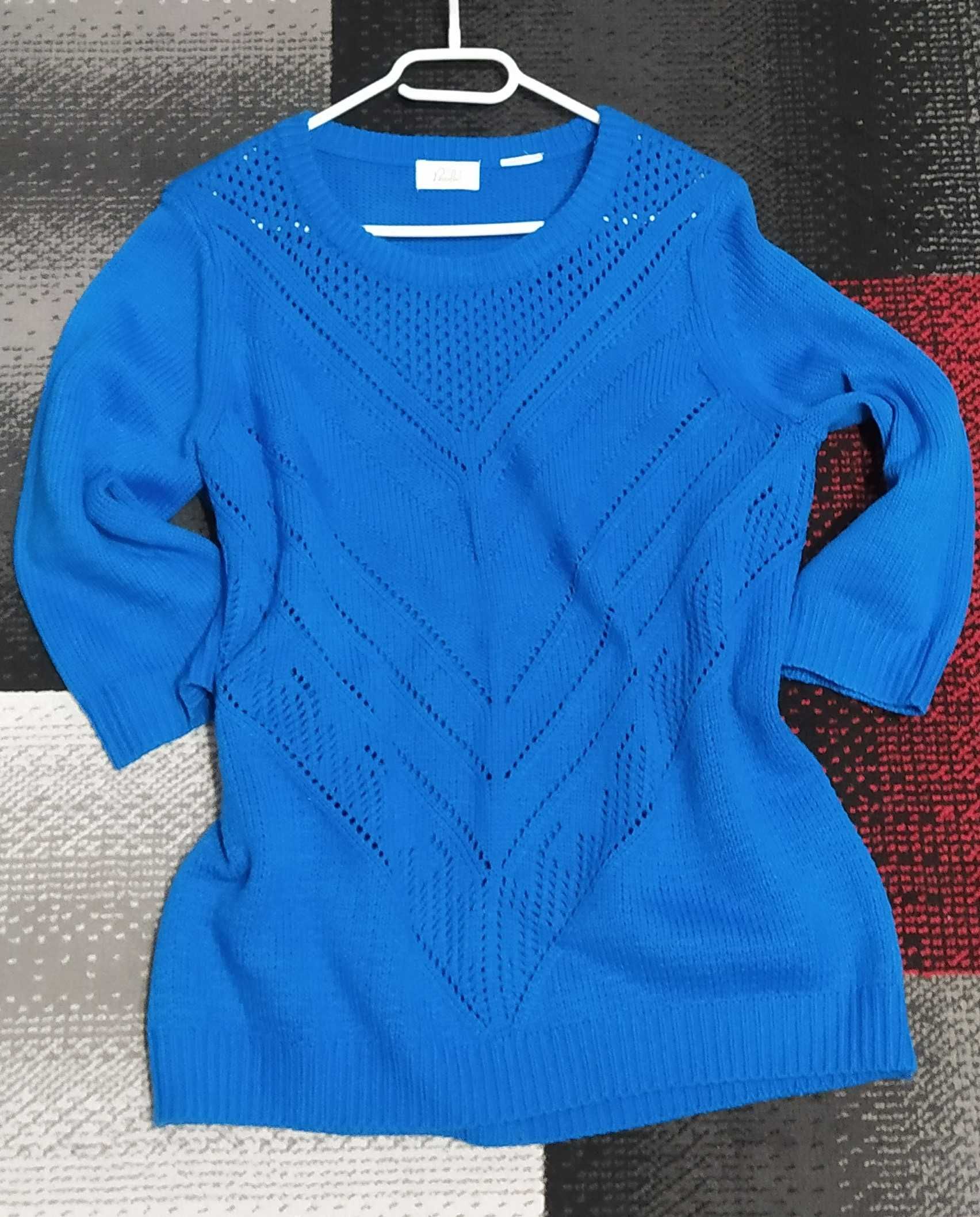 Ażurowy błękitny sweterek r. L/XL