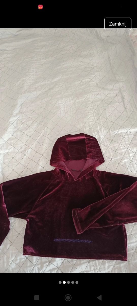 Bluza welurowa z kapturem