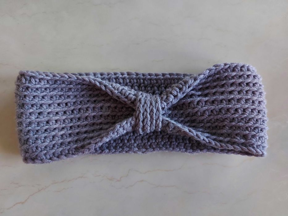 Ręcznie szydełkowana opaska na głowę 100% WEŁNA merynosa
