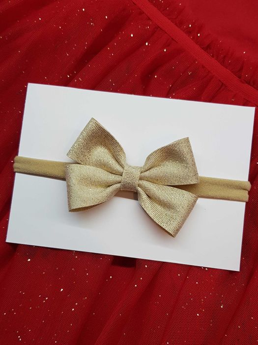 Opaska kokardka złota błyszcząca na święta sesję zdjęciową