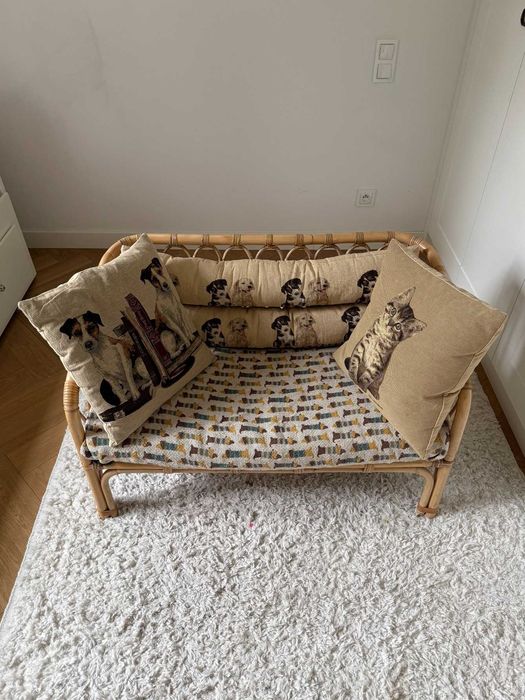 Sofka rattanowa dla dziecka + komplet poduszek - styl boho - jak NOWA
