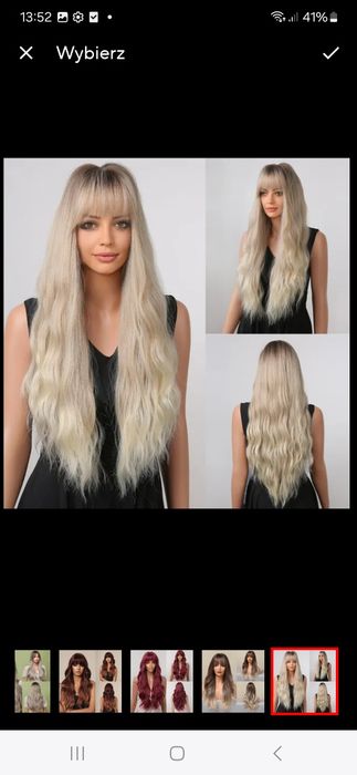 Nowa peruka blond długa falowana z grzywką jak naturalna platynowa hit