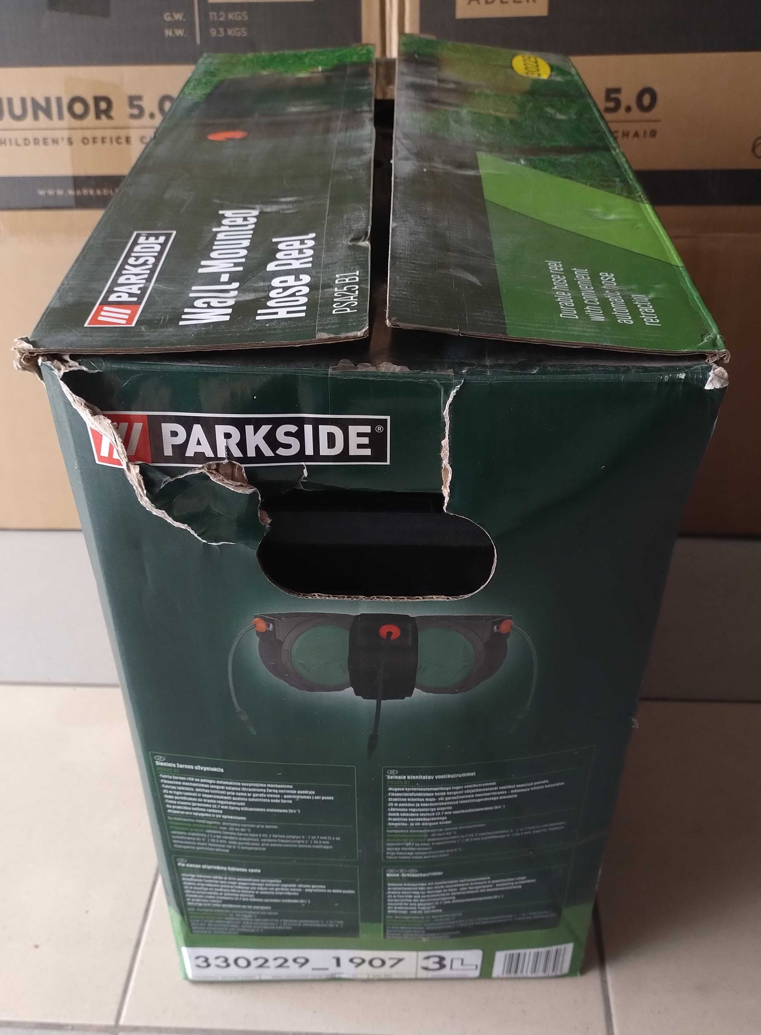 Bęben z wężem 25m PARKSIDE PSA25-B1 1/2" automatyczny zwijacz blokada