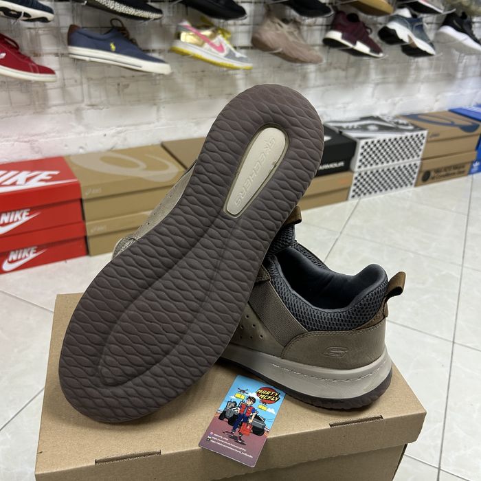 Чоловічі кросівки Skechers Delson сітка шкіра 48 р хакі легкі бу спорт
