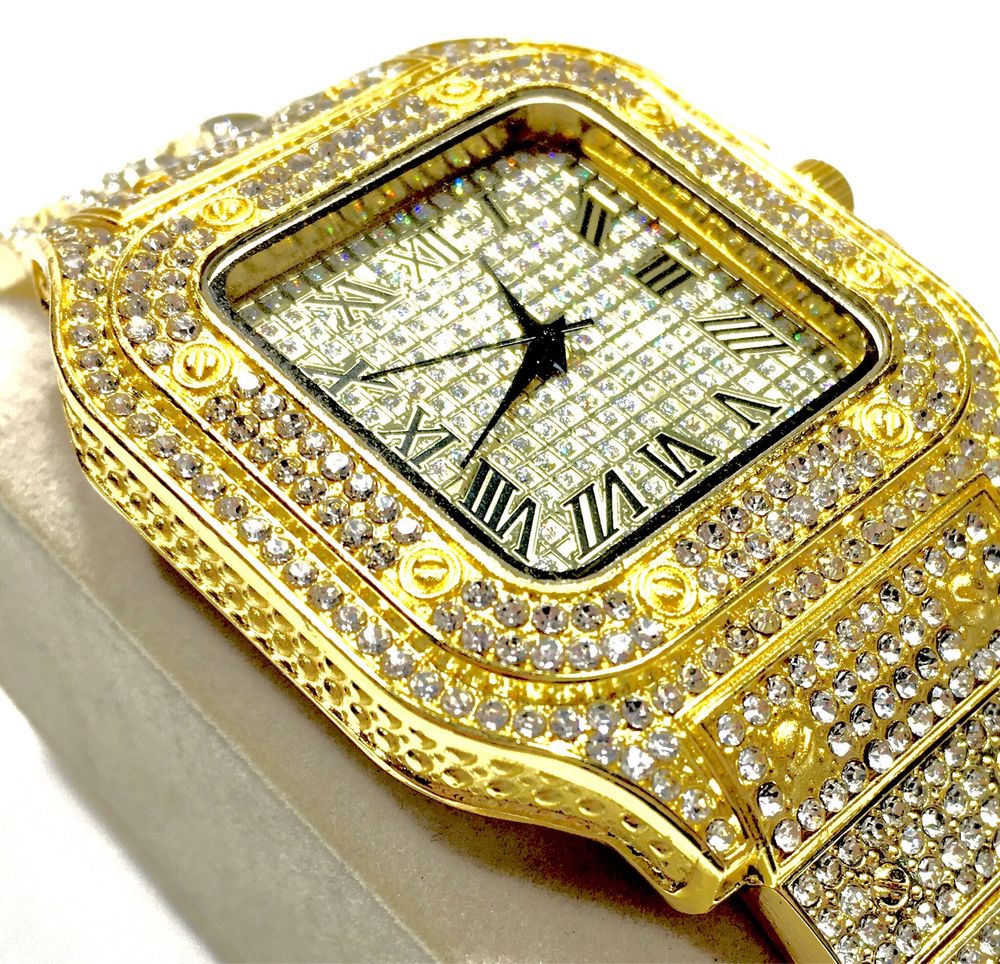 Złoty męski zegarek wzór Cartier•wybita próba pozłacany pr.0,585