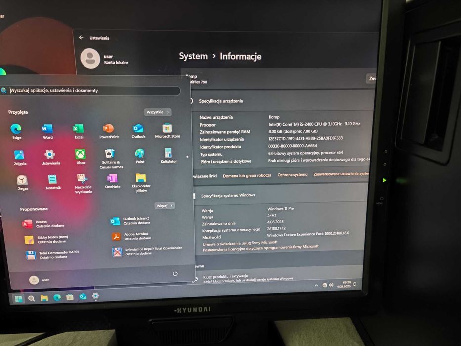 Zestaw Komputer Dell I5 Win11+Office Monitor Mysz Klawa WiFi Glosniki