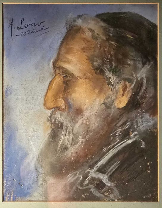 A. Leszu (Leszur), Portret mężczyzn, pastel na płycie
