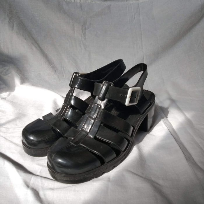 Juju Babe Black Heeled Jelly Sandals