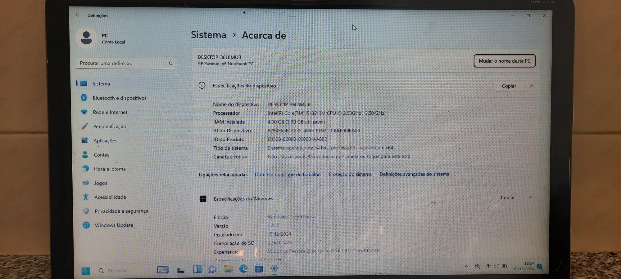 Portátil hp windows 11
